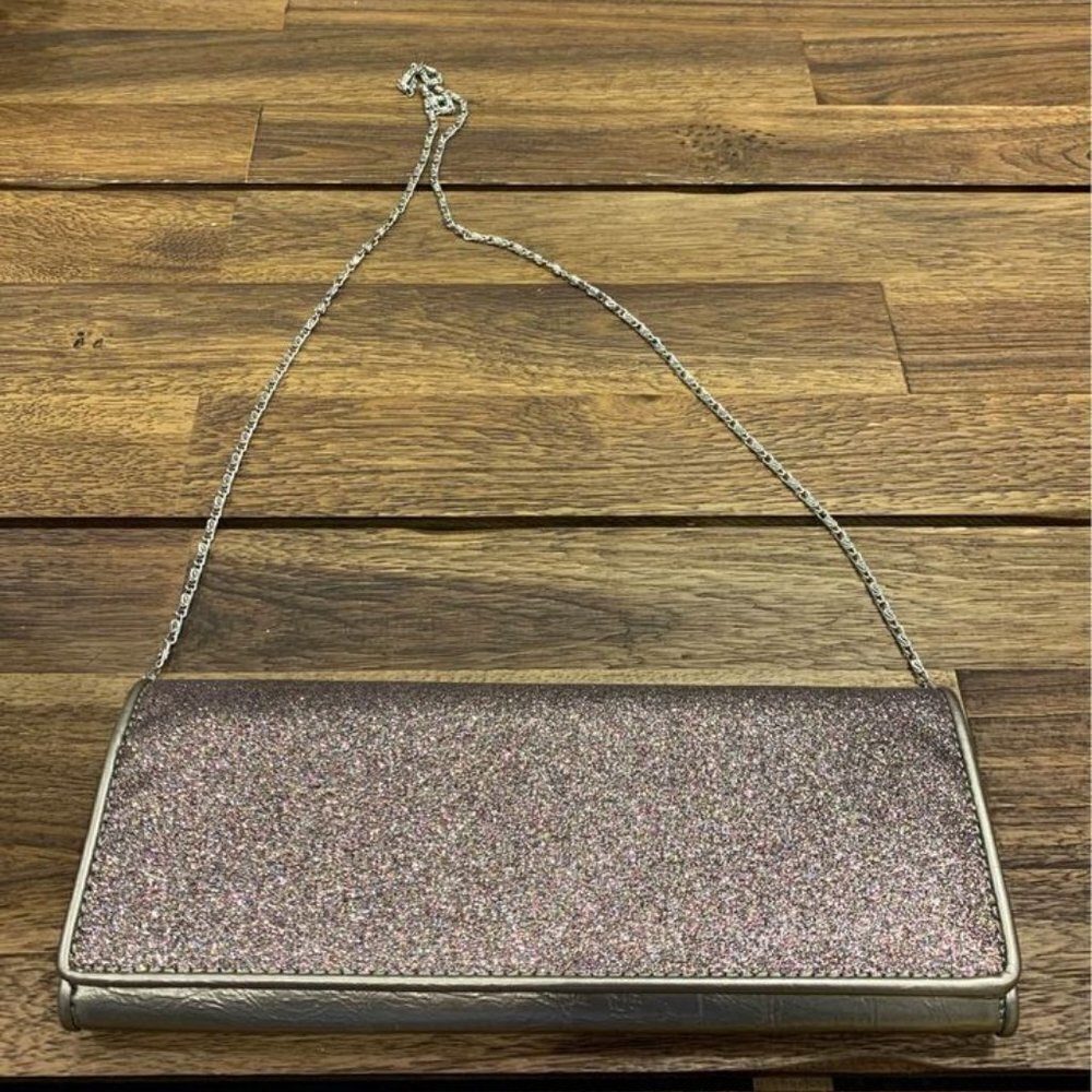 SPARKLE clutch with chain strap. Gun metal in colour. Holds a lot! New condition